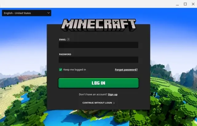 prompt from the official Minecraft launcher