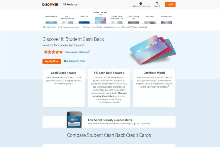 Discover it® Student Cash Back